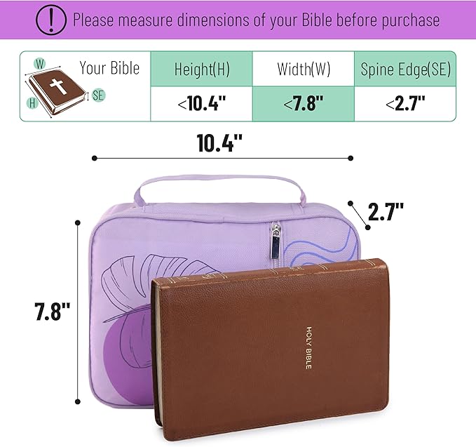Mr. Pen- Bible Cover Case, Carrying Book Case with Durable Handle and Zippered Pocket, Bible Protective Church Bag for Men & Women, Christian Gifts, Pale Purple