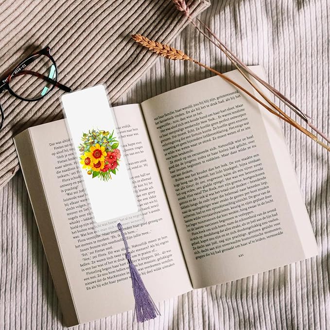 DSYIL Blank Bookmarks Making Kit, 50 Pcs Paper Bookmark to Decorate, 50 Colorful Tassels, 50 Pcs Clear Bookmark Sleeves for DIY Book Mark Projects and Gift Tags, 5.5 x 2 inches