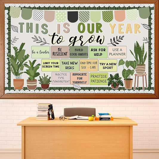 gisgfim This is Your Year Bulletin Board Decorations Greenery Plant Paper Cutouts Eucalyptus Inspirational Bulletin Board Set for Welcome Back to School Nursery Chalkboard Door Wall Decor Supplies