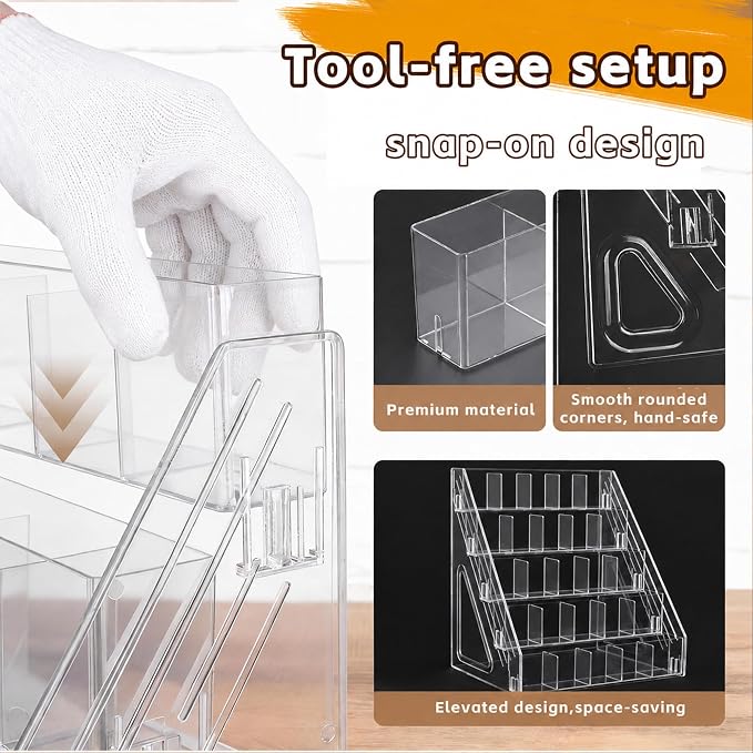 5 Tier Bookmark Display Stand with 25 Pockets, Clear Vendor Display Rack for Bookmarks, Stickers, Greeting Cards, Business Cards, Portable Countertop Organizer for Craft Fairs, Retail Stores, Vendors