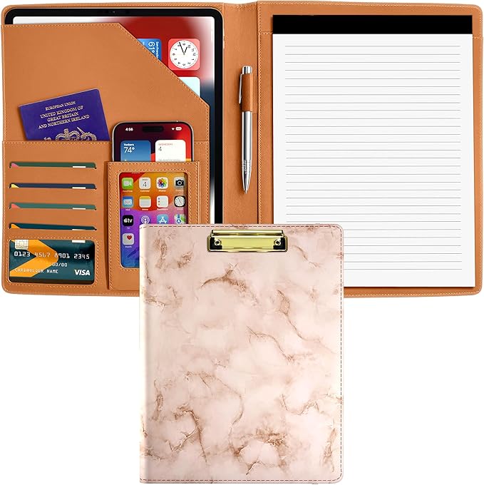 Business Padfolio, Leather Material Modern Padfolio, Business Portfolio Organizer with a Lined Notebook Included.