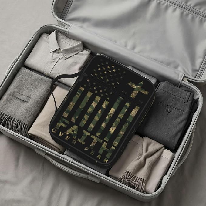 Camo American Flag Faith Cross Religious Bible Cover Case Carrying Book Protector Case Bible Study Supplies Accessories Holder Case Christian Gift for Women Men