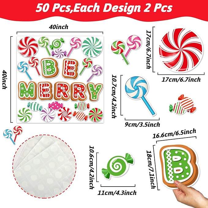 Peppermint Colorful Candies Cutouts Sweet Peppermint Classroom Bulletin Board Decorations Christmas Candy Land Themed Birthday Party Supplies for Toddler Kids Students Classroom