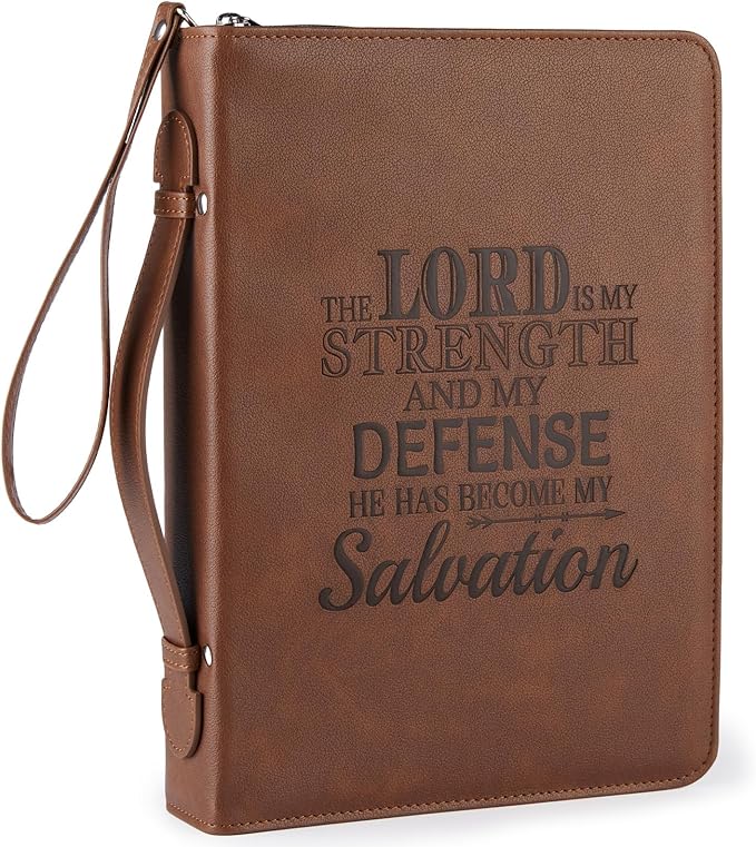 Bible Cover Case for Women and Men, PU Leather Bible Bag Bible Study Supplies Accessories with Detachable Wrist Strap