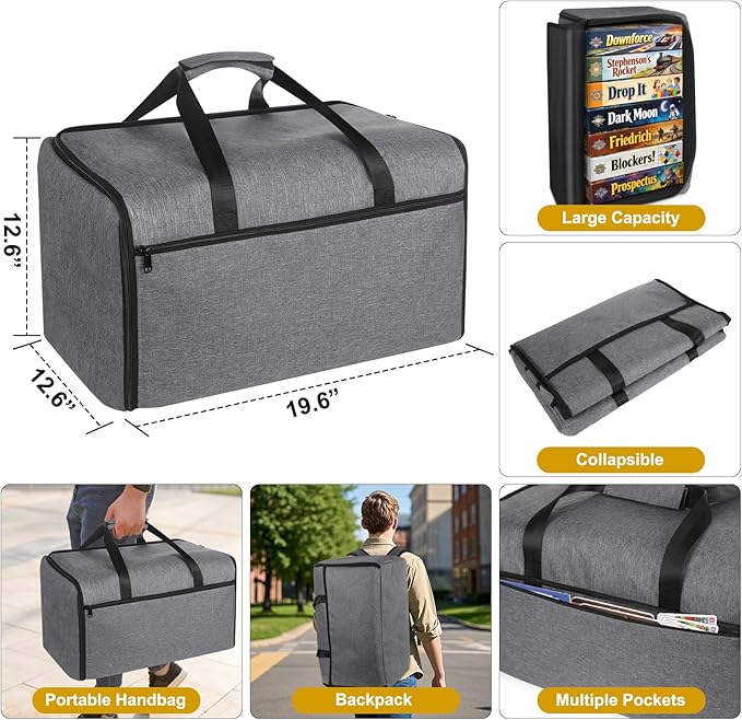 Board Game Storage Bag, Portable Board Game Organizer and Storage with Cover for Office Supplies, Puzzles, Building Blocks, Craft Product, Collapsible Board Games Storage Containers