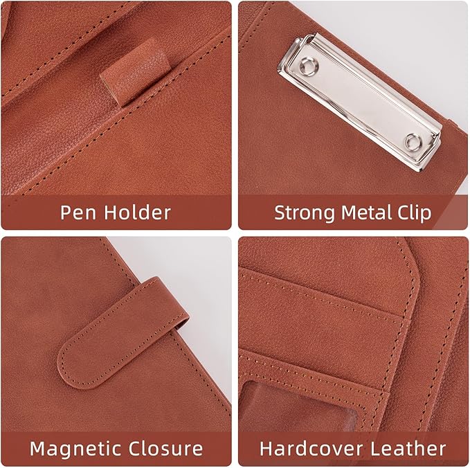 Professional Padfolio Binder with Clipboard Ideal Organizer for Business Perfect Size 9.6 in x 12.8 in Durable Portfolio for Professionals Students Presenters Brown