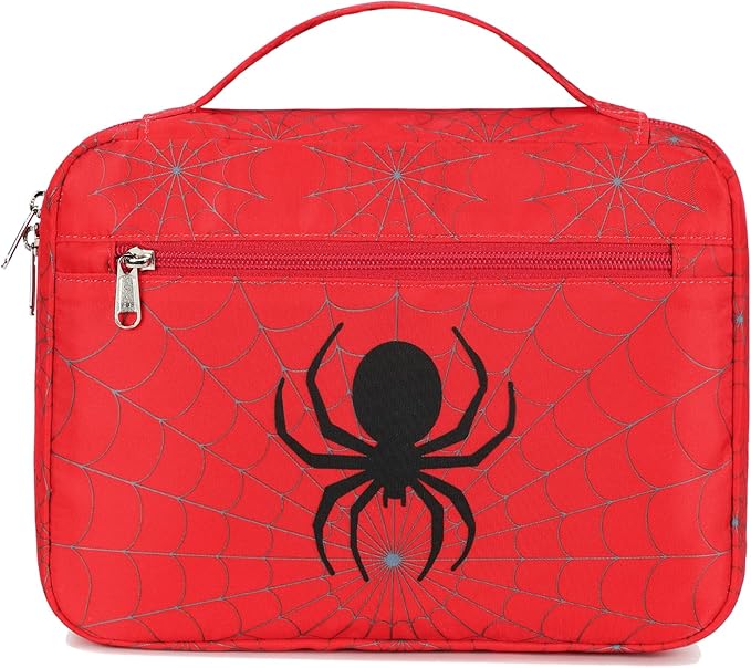 Octsky Boys Bible Cover, Carrying Book Case Church Bag Bible Protective with Handle and Zippered Pocket, Spider Red