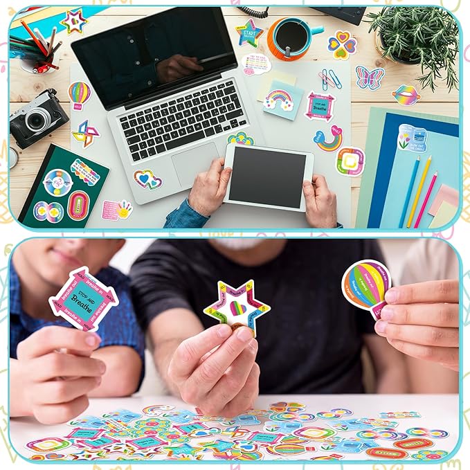 Engrowtic 180 Pcs Anxiety Sensory Stickers Sensory Strips Mindfulness Sticker Calm Anxiety Stickers Adhesive Textured Strips Tactile Fidget Tape for Desk Adults Tension Supplies(Fresh)
