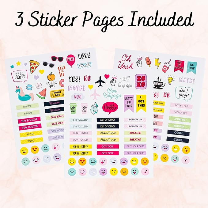 Votum 18-Month Day Large Planner, 2024-2025, Daily, Weekly & Monthly, January-June, Organized Chaos Black - Appointment Book with 3 Sticker Sheets, Twin-Ring Binding, Notes Pages - School & Work