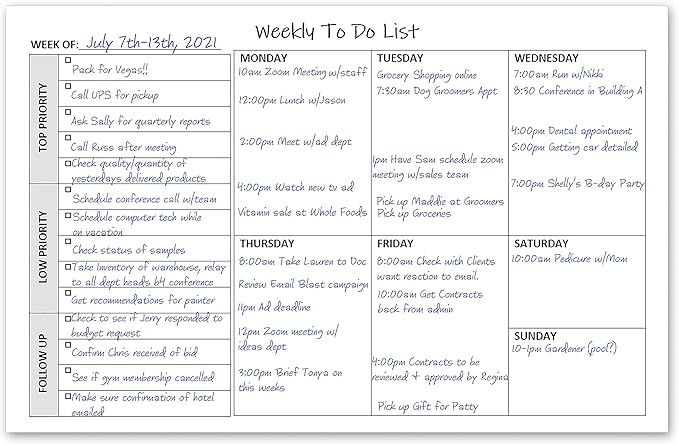Weekly TO DO List Notepads (2 Pack, 50 Pages Each) Task Pad Planner w/ Daily Checklist, Priority ToDo & Note Sections. Desk Notebook Pad to Organize Office. 8.5 X 5.5, A5 Sheets. Made in the USA.