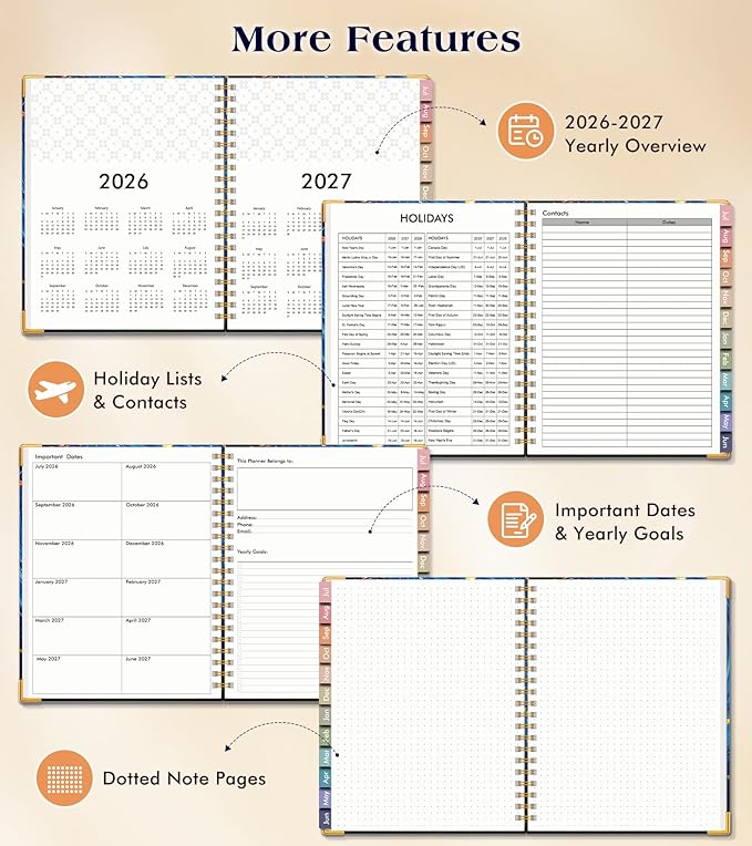 Academic Planner 2026-2027, Hardcover Weekly and Monthly Calendar Planner from July 2026 - June 2027, 6.1" x 8.2" A5 Daily Agenda with Tabs, College School Organizer for Student Teacher, Cosmic Tree of Life