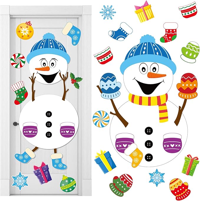 Containlol 68 Pcs Winter Bulletin Board Decorations DIY Snowman Cutouts Christmas Classroom Bulletin Board with Glue Xmas Decor for Classroom School Winter Theme Party Supplies
