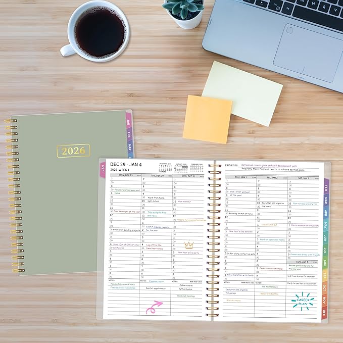 2026 Appointment Book, 30 Minutes-Hourly, Weekly ＆ Monthly Calendar Planner 2026, Jan 2026 - Dec 2026, 6.2'' x 8.4'', 2026 Daily Planner with Tabs ＆Pocket, Flexible Cover, Great for Office, Home, School