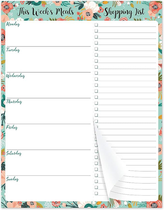 Weekly Meal Planner - Grocery List Magnetic Notepads 7" x 9" Meal Planning Pad with Tear Off Shopping List for Convenient Shopping - Notepad with Magnet for Refrigerator or Desk