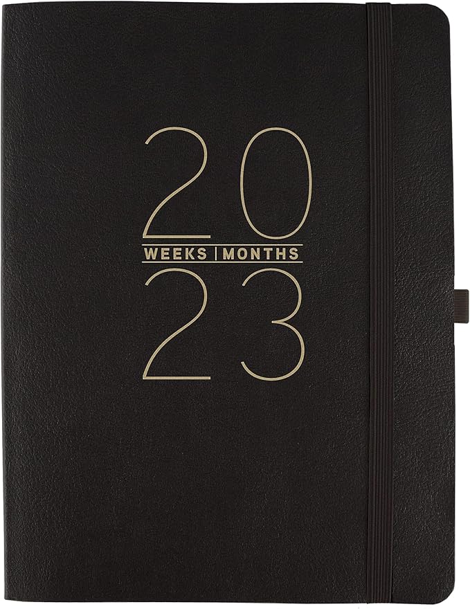 Graphique 2023 Business Planner | 18 Month Organizer, July 2022-Dec. 2023 | Weekly & Monthly Spreads | To-Do List & Note Pages | Pocket & Pen Loop | Vegan Leather | Black | 8 x 10