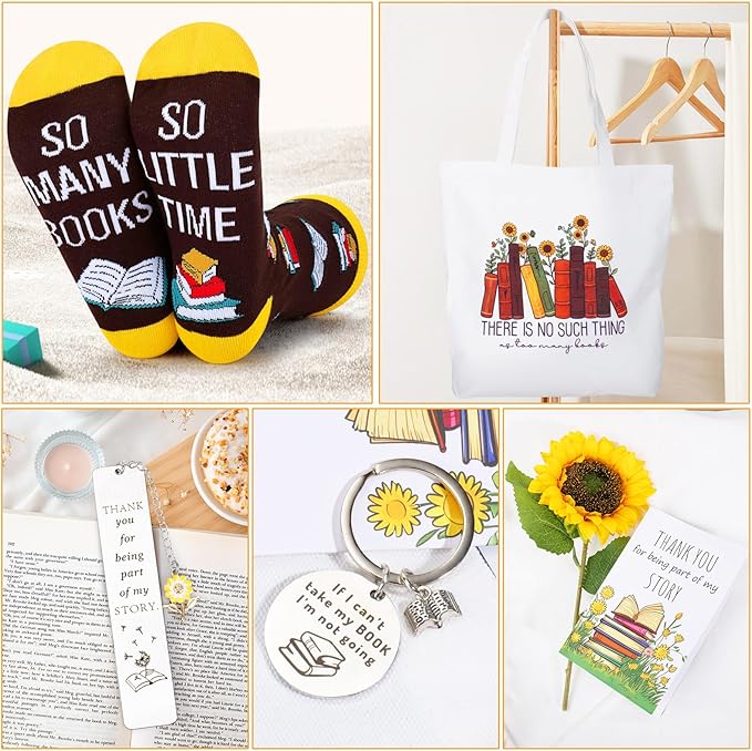 12PCS Gifts for Book Lovers-Book Lovers Gifts for Women, Bookish Gifts for Readers, Librarians, Bookworms, Mothers Day, Sunshine Box Birthday Gifts for Book Reading Lovers Book Themed Gifts for Women