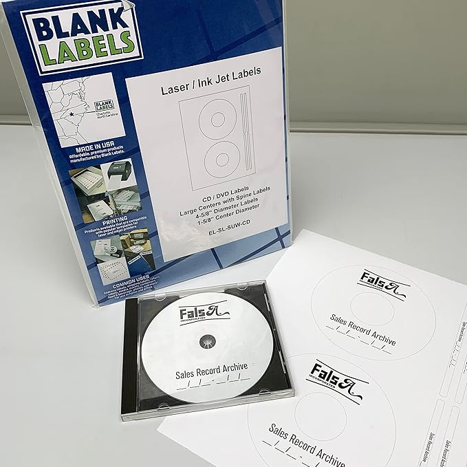 Blank Labels CD/DVD Photo Gloss Labels from Blank Labels, 5931 Or 8942 Word Template Compatible, Inkjet Printer Guaranteed Easy to Peel Made in USA 10 Sheets 20 Disc Labels & 40 Spine Labels