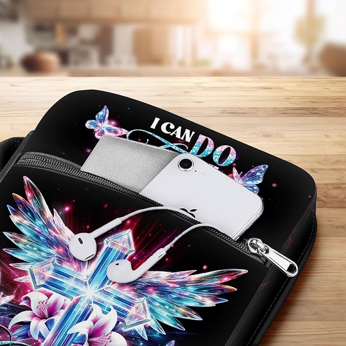 Bible Cover with Handles, Zippered Bible Carrying Case for Women and Girls, Bible Bag Portable, Covers for Bible, Gifts for Christmas Christian