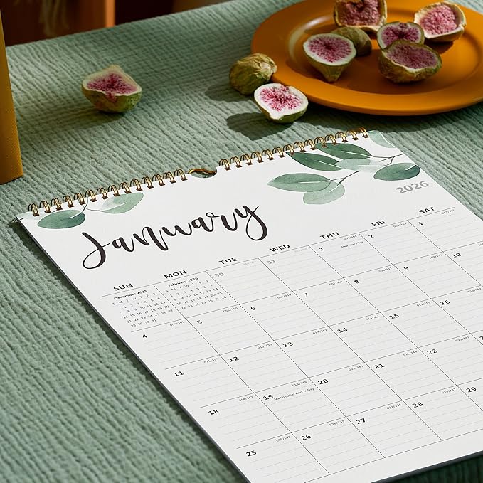 Calendar 2026, Wall Calendar 2026 from January 2026 to June 2027, Perfect for Home Schooling Plan, Daily Blocks with Julian Dates, Premium Monthly for Organizing,15 x 12 Inches