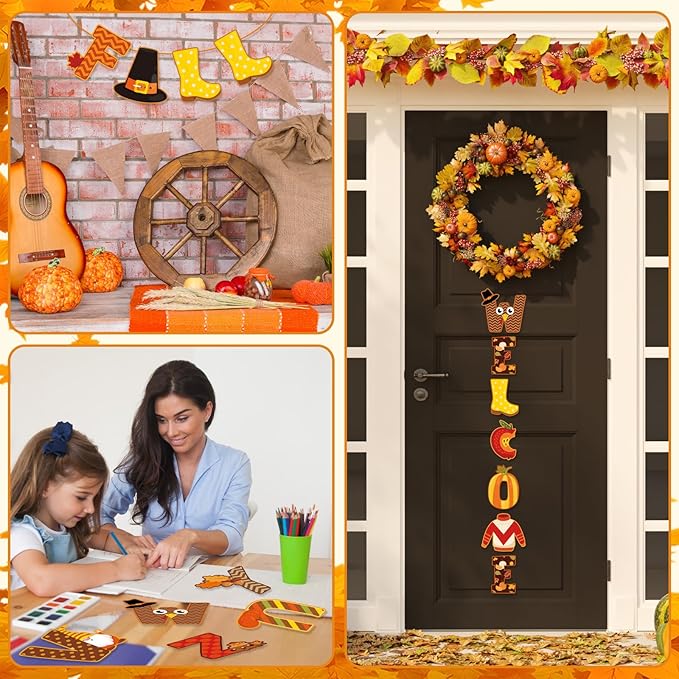 Faccito 176 Pcs Fall Bulletin Board Decorations Letters Numbers Alphabet Autumn Paper Cutouts Punctuation Symbols Combo Set Thanksgiving Classroom Decorations for School Chalkboard Party Teacher
