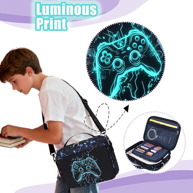 Jumpopack Bible Cover Case for Men Boys Grils Bible Case for Study Accessories-Ideal Gift for Men and Boys (Luminous Game Parttern)