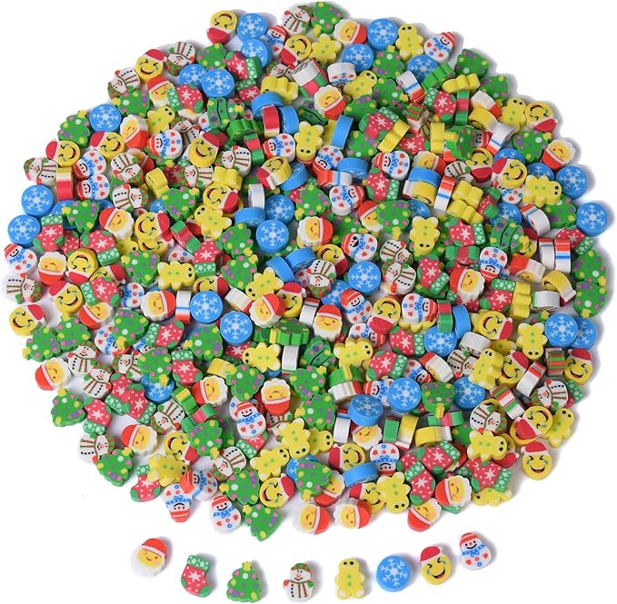 400PCS Mini Fun Cute Christmas Erasers for Kids,Back to School Party Gifts (mini Christmas erasers)