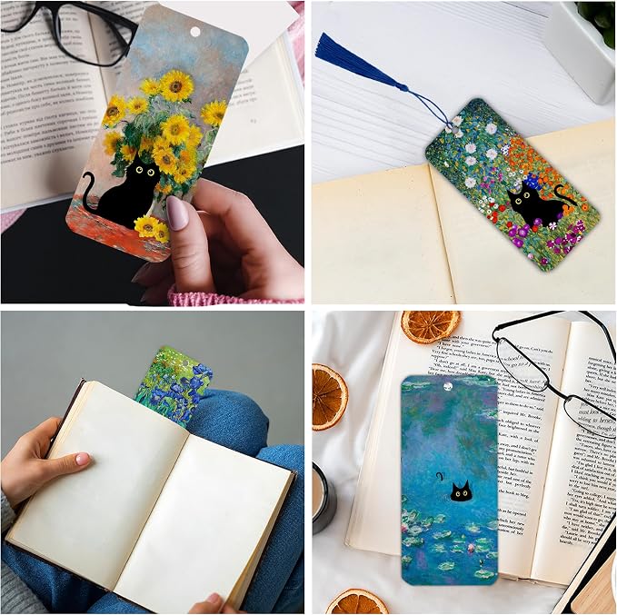 Black Cat Bookmark — 10 PCS Cat Paper Bookmarks Book Markers Gifts for Women Men Reading Book Lovers Bookish Friends Adults