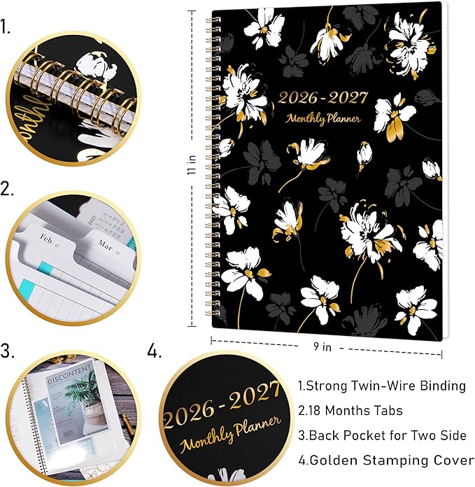 2026-2027 Monthly Planner - Planner 2026-2027 from Jul. 2026 - Dec. 2027, Monthly Calendar with Tabs, Inner Pocket, 8.5" x 11"