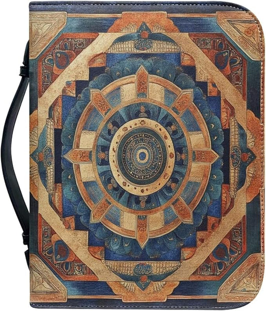 Mandala Style Bible Book Cover Bible Carrying Book Case for Women Bible Cover Carrier Carrying Organizer Bag Bible Study Accessories-Size：XL