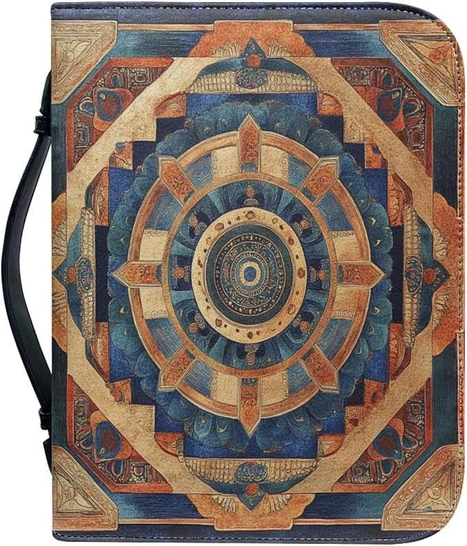 Mandala Style Bible Book Cover Bible Carrying Book Case for Women Bible Cover Carrier Carrying Organizer Bag Bible Study Accessories-Size：L