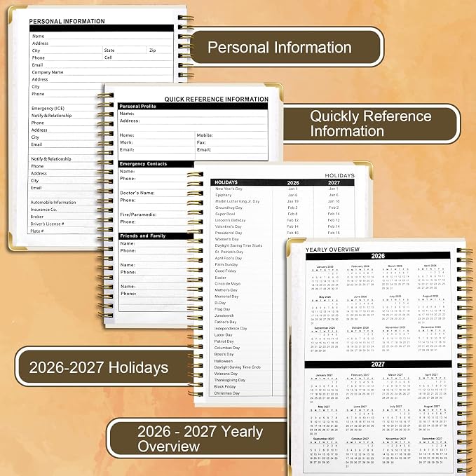 2026-2027 Planner, Weekly and Monthly Academic Planner, Jul 2026-Jun 2027, 6.3" X 8.5", Hardcover Planning Agenda Book with Bookmark, Perfect for Home, Office, Students & Busy Professionals, Elk