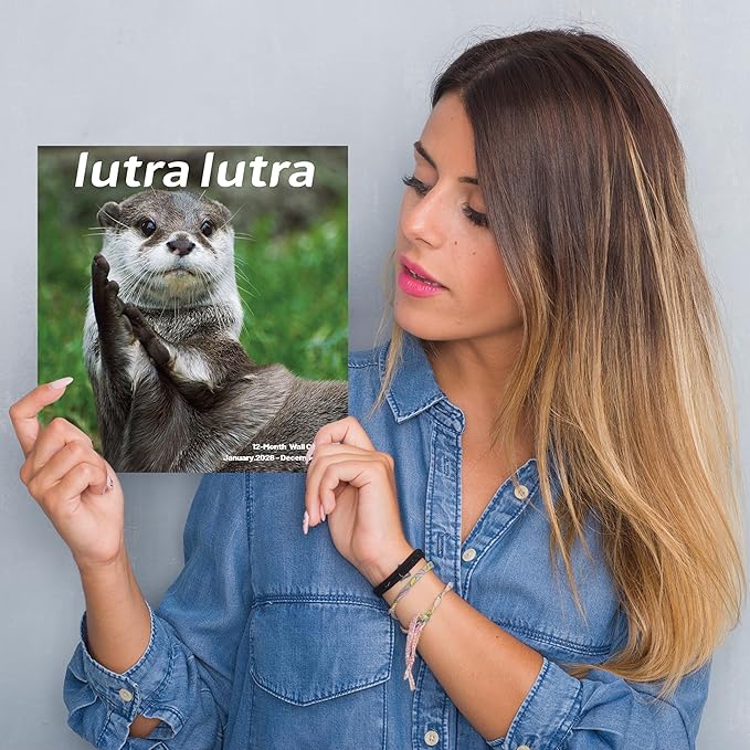 2026 Wall Calendar,Lutra Lutra Monthly Wall Calendar, 12" x 24" Open,Family Planner Calendar Organizer with funny Lutra Lutra Images