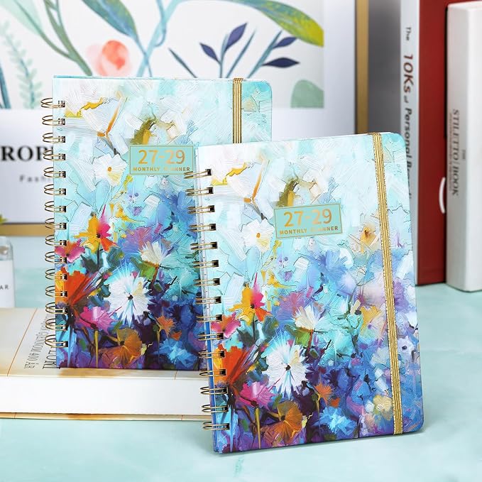 2027-2029 Monthly Planner/Calendar - 3 Year Monthly Planner 2027-2029, January 2027 - December 2029, 6.3" x 8.4", 36 Monthly Planner with Tabs, 29 Notes Pages, Hardcover, Inner Pocket - Oil Painting