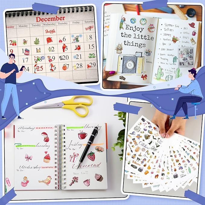 24 Sheets 1000+ Planner Stickers New Monthly Daily Planners Vintage Seasonal Happy Scrapbook Supplies Calendar Journaling Stickers Gifts
