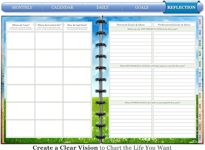 Tools4Wisdom Customizable Planner - 8.5x11 Inch Hardcover - Discbound Daily Weekly Monthly Disc Planner - Undated - 1DSC - Cherry Tree