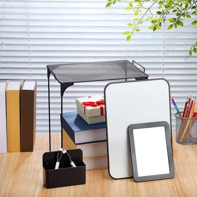 Ctosree 9 Pcs Locker Accessories Kit Locker Shelf Decor Includes Cabinet Organizer Whiteboard Magnetic Mirror Storage Cup Dry Erase Marker for Classroom Back to School Essentials (Black)