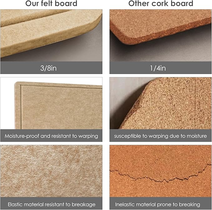 Lightomorrow Bulletin Board, 35 x 17 1/2 inches Felt Board - Decorative Pin Board, Cork Board Alternative for Wall, Foldable Self-Adhesive Vision Board Prayer Board with 20 Pushpins-Desert Brown
