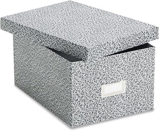 Oxford 40590 Reinforced Board Card File, Lift-Off Cover, Holds 1,200 5 x 8 Cards, Black/White