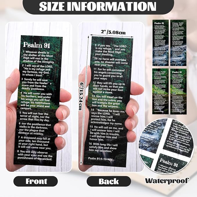 Gueevin 70 Pcs Psalm 91 Bookmarks Christian Bookmarks with Bible Verse Quotes Religious About Protection for Christian Gift Men Women Military Firefighters EMS Paramedics Policemen