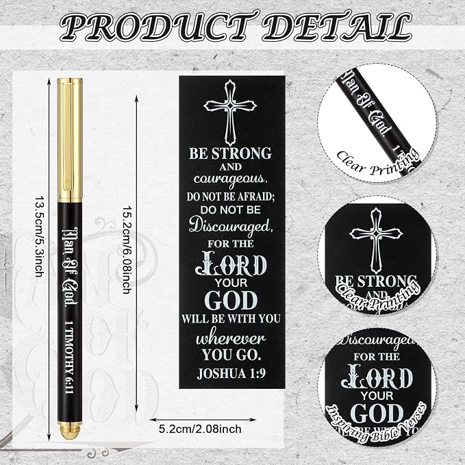 Fuyoooo 4 Pcs Christian Gifts for Men Father's Day Pastor Appreciation Gifts Vintage Leather Hardcover Notebook 1 Timothy 6:11 Religious Bible Verse Pen Joshua 1:9 Bookmark & Box(Man of God,Black)