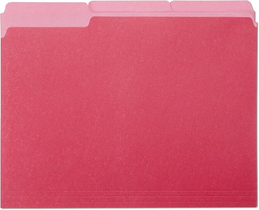 Amazon Basics File Folders with Tabs for Filing, 1/3-Cut Tab, 8.5x11 inches, Letter Size, Red, Pack of 100