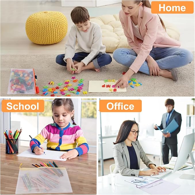 YOPCDJ 20PCS Mesh Zipper Pouch Bags,File Bags,Toy Storage Bags,Clear Organizer Bags,Suitable for Board Game,Home,School,and Office Organization(10A3+10A4)