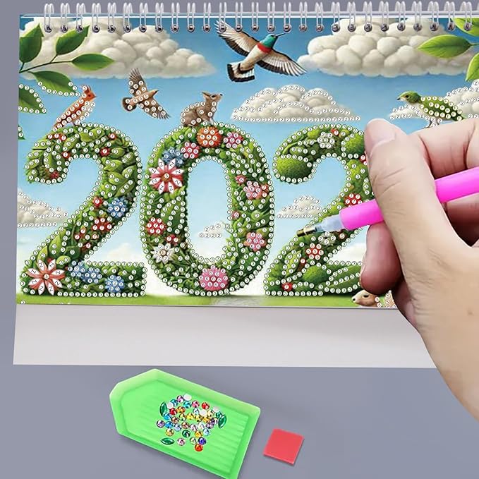 2026 Standing Desk Calendar DIY Diamond Art Painting Monthly Flip Desktop Calendar with To Do List Calendars Planner for Home Office-2026-D