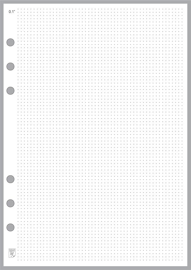 A5 Size Dot Grid Paper Refill (0.10"), Sized and Punched 6-Ring A5 Notebooks by Filofax, LV (GM), Kikki K, TMI, and Others. Sheet Size 5.83" x 8.27" (148mm x 210mm)
