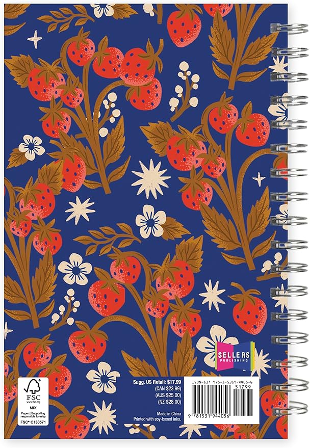 2026 Weekly & Monthly Planner, Botanical Fruit and Floral Design, 12-Month Engagement Calendar: 2026, 6" x 9", Strawberry Fields