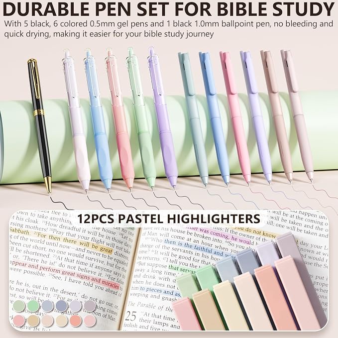 Bible Cover Case for Women, Large Bible Bag Bible Study Supplies Accessories Journaling Kit with Highlighters Tabs, Quilted Book Carrying Cases with Shoulder Strap, Christian Easter Gifts for Women