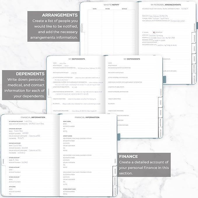 Clever Fox Large End of Life Planner – Guided Final Arrangements Organizer Notebook for Instructions, Beneficiary Info, Will Preparation, Last Wishes & Funeral Planning – 8.5" x 11" (Blue Surf)