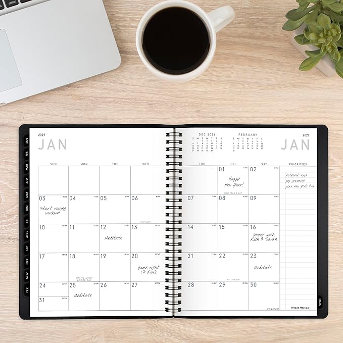 AT-A-GLANCE 2026 Planner, Weekly & Monthly, 7" x 8.75", Medium, Contemporary Lite, Black (70545X0526)
