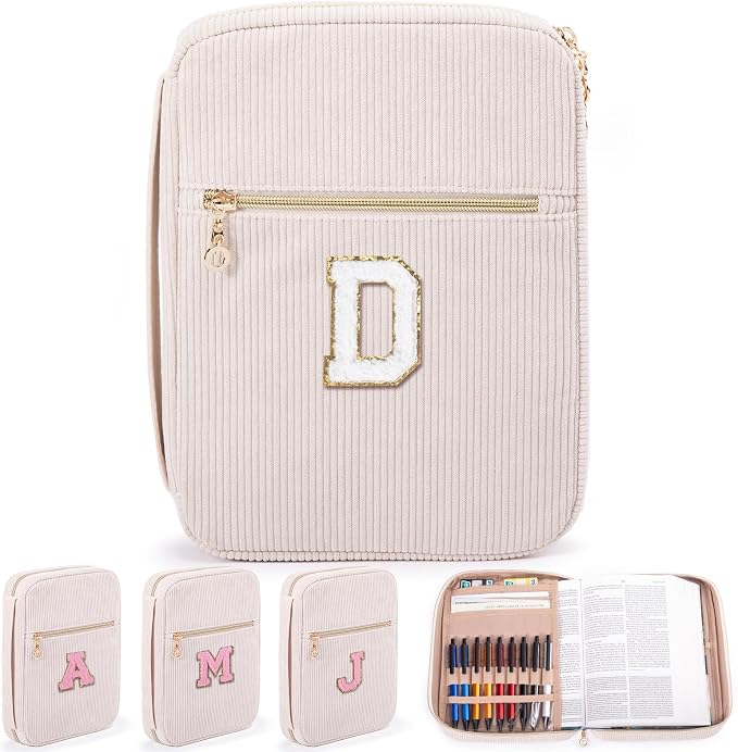 Bible Cover for Women, Initial Personalized Bible Gift - Bible Case for Men - Bible Holder - Bible Bag - Bible Carrier - Bible Carrying Case with Pockets for Bible Study Suppliers, Bible Accessories