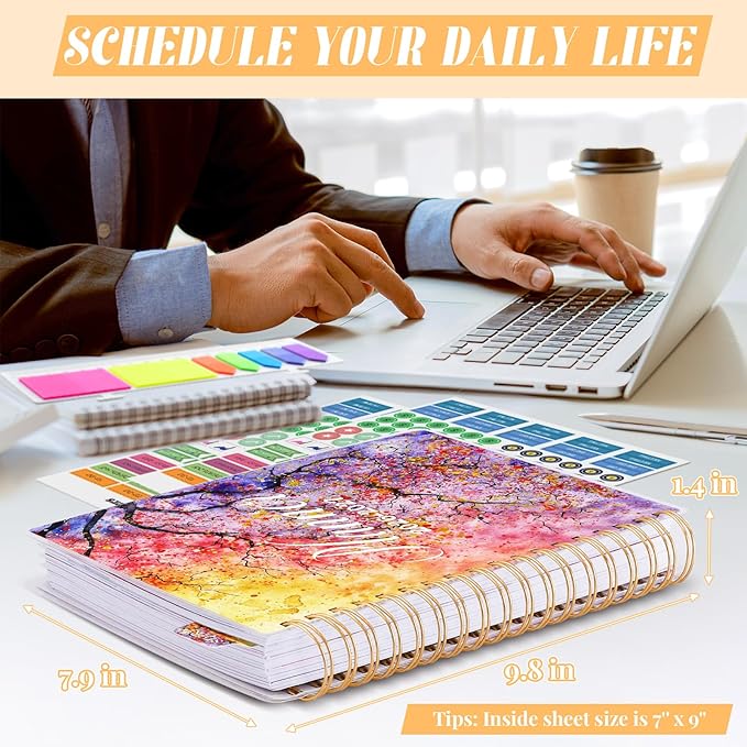 Planner 2026-2027, Large 18 Months Academic Daily Weekly Monthly Planner Yearly Agenda Jan. 2026–June. 2027, 7.9" x 9.8", Page Tabs, Separator Page, Pocket Folder, Bookmark, Stickers, Sticky Note Set